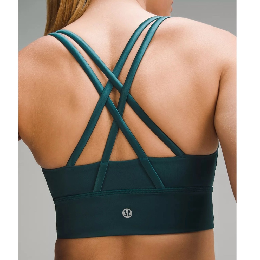 lululemon Energy Longline Bra Foil Medium Support, B-D Cups in Storm Teal - Picture 13 of 14